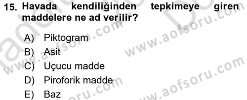 Veteriner Laboratuvar Teknikleri ve Prensipleri Dersi 2015 - 2016 Yılı (Final) Dönem Sonu Sınav Soruları 15. Soru