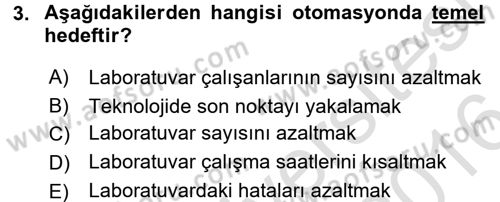 Veteriner Laboratuvar Teknikleri ve Prensipleri Dersi 2015 - 2016 Yılı (Final) Dönem Sonu Sınav Soruları 3. Soru