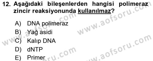 Veteriner Laboratuvar Teknikleri ve Prensipleri Dersi 2015 - 2016 Yılı Tek Ders Sınav Soruları 12. Soru