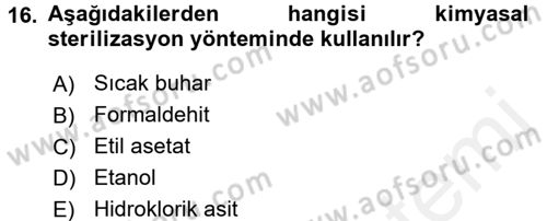Veteriner Laboratuvar Teknikleri ve Prensipleri Dersi 2015 - 2016 Yılı Tek Ders Sınav Soruları 16. Soru