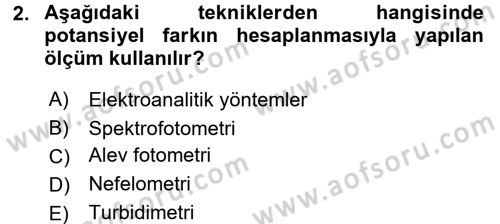 Veteriner Laboratuvar Teknikleri ve Prensipleri Dersi 2015 - 2016 Yılı Tek Ders Sınav Soruları 2. Soru