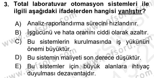 Veteriner Laboratuvar Teknikleri ve Prensipleri Dersi 2015 - 2016 Yılı Tek Ders Sınav Soruları 3. Soru
