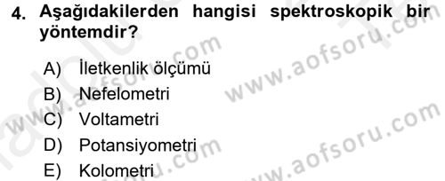 Veteriner Laboratuvar Teknikleri ve Prensipleri Dersi 2015 - 2016 Yılı Tek Ders Sınav Soruları 4. Soru