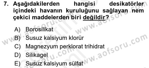 Veteriner Laboratuvar Teknikleri ve Prensipleri Dersi 2015 - 2016 Yılı Tek Ders Sınav Soruları 7. Soru