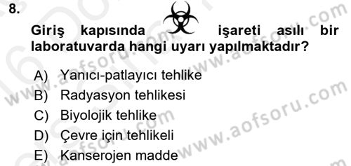 Veteriner Laboratuvar Teknikleri ve Prensipleri Dersi 2015 - 2016 Yılı Tek Ders Sınav Soruları 8. Soru