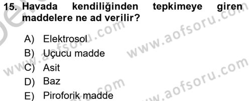 Veteriner Laboratuvar Teknikleri ve Prensipleri Dersi 2016 - 2017 Yılı 3 Ders Sınav Soruları 15. Soru