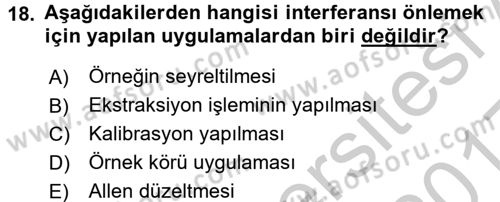 Veteriner Laboratuvar Teknikleri ve Prensipleri Dersi 2016 - 2017 Yılı 3 Ders Sınav Soruları 18. Soru