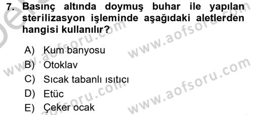 Veteriner Laboratuvar Teknikleri ve Prensipleri Dersi 2016 - 2017 Yılı 3 Ders Sınav Soruları 7. Soru