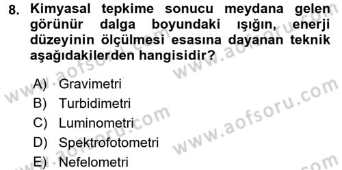 Veteriner Laboratuvar Teknikleri ve Prensipleri Dersi 2016 - 2017 Yılı 3 Ders Sınav Soruları 8. Soru