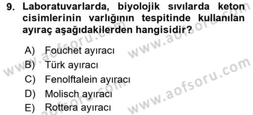 Veteriner Laboratuvar Teknikleri ve Prensipleri Dersi 2016 - 2017 Yılı 3 Ders Sınav Soruları 9. Soru