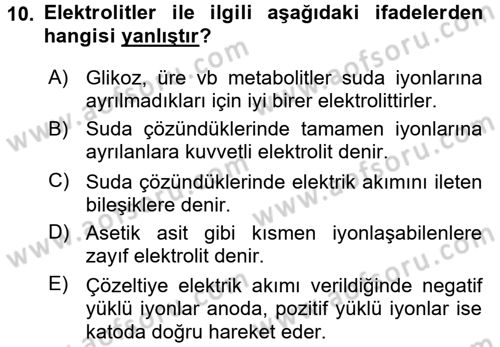 Veteriner Laboratuvar Teknikleri ve Prensipleri Dersi 2016 - 2017 Yılı (Vize) Ara Sınav Soruları 10. Soru
