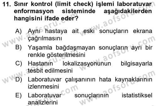 Veteriner Laboratuvar Teknikleri ve Prensipleri Dersi 2016 - 2017 Yılı (Vize) Ara Sınav Soruları 11. Soru