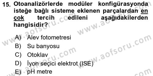 Veteriner Laboratuvar Teknikleri ve Prensipleri Dersi 2016 - 2017 Yılı (Vize) Ara Sınav Soruları 15. Soru