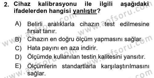 Veteriner Laboratuvar Teknikleri ve Prensipleri Dersi 2016 - 2017 Yılı (Vize) Ara Sınav Soruları 2. Soru