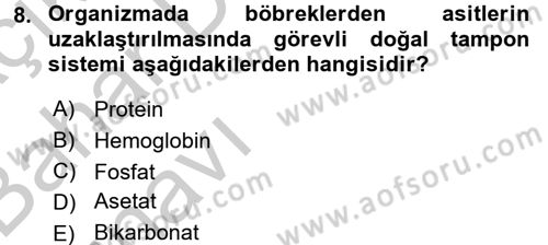 Veteriner Laboratuvar Teknikleri ve Prensipleri Dersi 2016 - 2017 Yılı (Vize) Ara Sınav Soruları 8. Soru