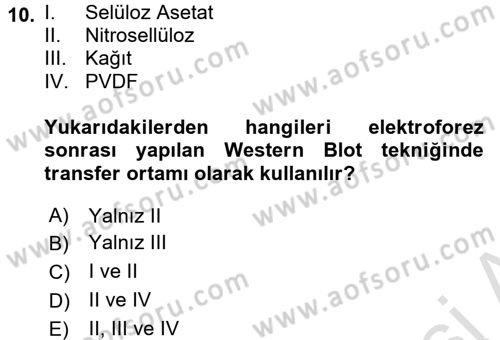 Veteriner Laboratuvar Teknikleri ve Prensipleri Dersi 2016 - 2017 Yılı (Final) Dönem Sonu Sınav Soruları 10. Soru