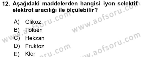 Veteriner Laboratuvar Teknikleri ve Prensipleri Dersi 2016 - 2017 Yılı (Final) Dönem Sonu Sınav Soruları 12. Soru