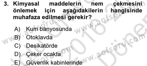 Veteriner Laboratuvar Teknikleri ve Prensipleri Dersi 2016 - 2017 Yılı (Final) Dönem Sonu Sınav Soruları 3. Soru