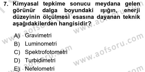 Veteriner Laboratuvar Teknikleri ve Prensipleri Dersi 2016 - 2017 Yılı (Final) Dönem Sonu Sınav Soruları 7. Soru