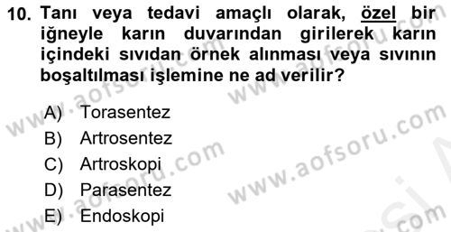 Veteriner Laboratuvar Teknikleri ve Prensipleri Dersi 2017 - 2018 Yılı 3 Ders Sınav Soruları 10. Soru