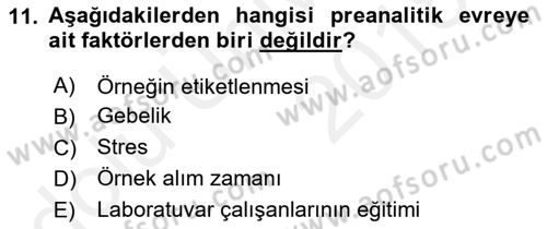 Veteriner Laboratuvar Teknikleri ve Prensipleri Dersi 2017 - 2018 Yılı 3 Ders Sınav Soruları 11. Soru
