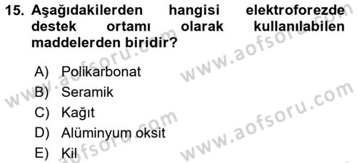 Veteriner Laboratuvar Teknikleri ve Prensipleri Dersi 2017 - 2018 Yılı 3 Ders Sınav Soruları 15. Soru