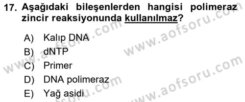 Veteriner Laboratuvar Teknikleri ve Prensipleri Dersi 2017 - 2018 Yılı 3 Ders Sınav Soruları 17. Soru