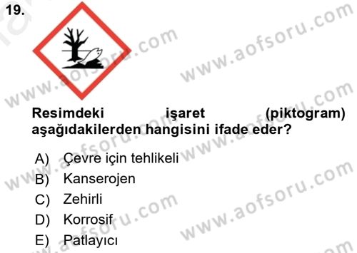 Veteriner Laboratuvar Teknikleri ve Prensipleri Dersi 2017 - 2018 Yılı 3 Ders Sınav Soruları 19. Soru