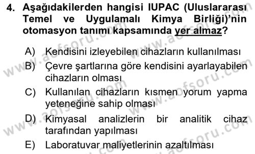 Veteriner Laboratuvar Teknikleri ve Prensipleri Dersi 2017 - 2018 Yılı 3 Ders Sınav Soruları 4. Soru