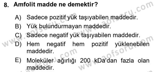 Veteriner Laboratuvar Teknikleri ve Prensipleri Dersi 2017 - 2018 Yılı 3 Ders Sınav Soruları 8. Soru