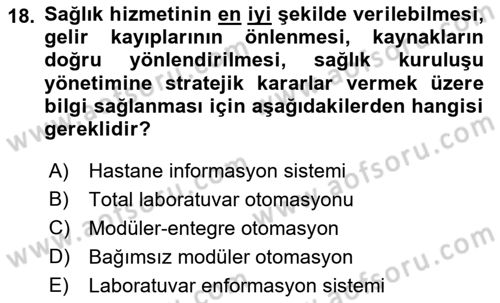 Veteriner Laboratuvar Teknikleri ve Prensipleri Dersi 2017 - 2018 Yılı (Vize) Ara Sınav Soruları 18. Soru