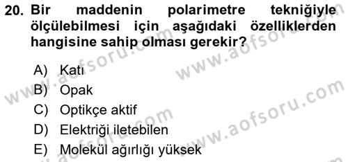 Veteriner Laboratuvar Teknikleri ve Prensipleri Dersi 2017 - 2018 Yılı (Vize) Ara Sınav Soruları 20. Soru