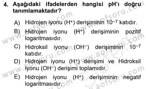 Veteriner Laboratuvar Teknikleri ve Prensipleri Dersi 2017 - 2018 Yılı (Vize) Ara Sınav Soruları 4. Soru