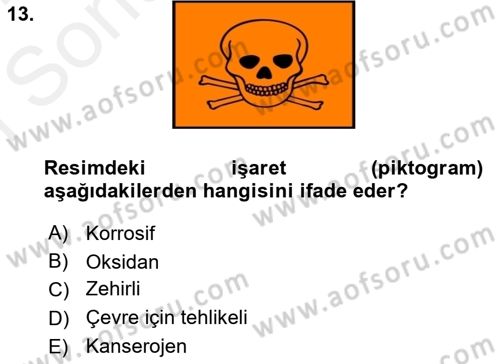 Veteriner Laboratuvar Teknikleri ve Prensipleri Dersi 2017 - 2018 Yılı (Final) Dönem Sonu Sınav Soruları 13. Soru