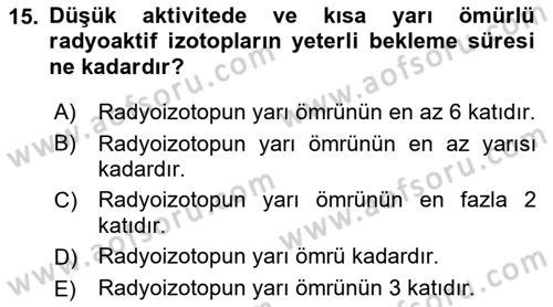 Veteriner Laboratuvar Teknikleri ve Prensipleri Dersi 2017 - 2018 Yılı (Final) Dönem Sonu Sınav Soruları 15. Soru