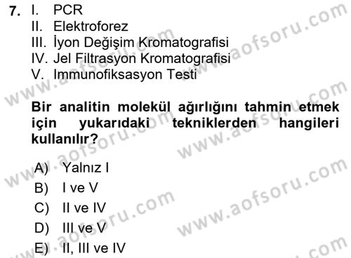 Veteriner Laboratuvar Teknikleri ve Prensipleri Dersi 2017 - 2018 Yılı (Final) Dönem Sonu Sınav Soruları 7. Soru