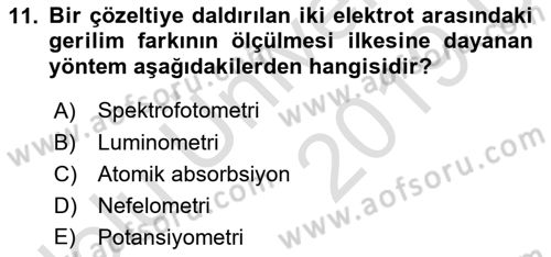 Veteriner Laboratuvar Teknikleri ve Prensipleri Dersi 2018 - 2019 Yılı 3 Ders Sınav Soruları 11. Soru
