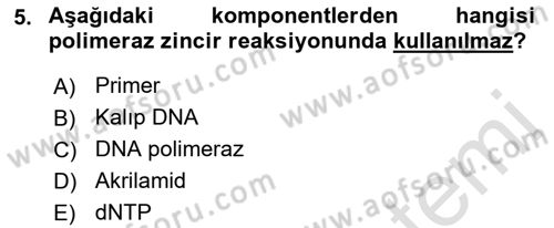 Veteriner Laboratuvar Teknikleri ve Prensipleri Dersi 2018 - 2019 Yılı 3 Ders Sınav Soruları 5. Soru