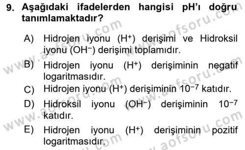 Veteriner Laboratuvar Teknikleri ve Prensipleri Dersi 2018 - 2019 Yılı 3 Ders Sınav Soruları 9. Soru