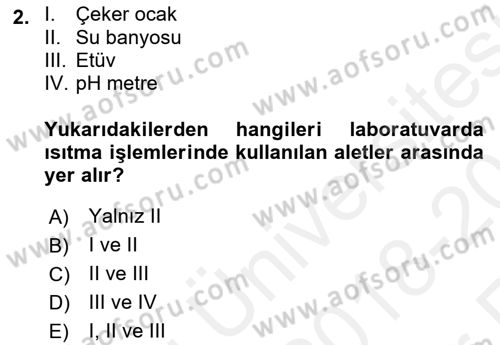 Veteriner Laboratuvar Teknikleri ve Prensipleri Dersi 2018 - 2019 Yılı (Vize) Ara Sınav Soruları 2. Soru