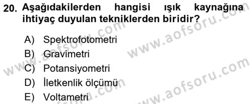 Veteriner Laboratuvar Teknikleri ve Prensipleri Dersi 2018 - 2019 Yılı (Vize) Ara Sınav Soruları 20. Soru