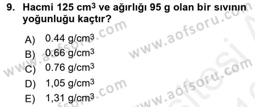 Veteriner Laboratuvar Teknikleri ve Prensipleri Dersi 2018 - 2019 Yılı (Vize) Ara Sınav Soruları 9. Soru