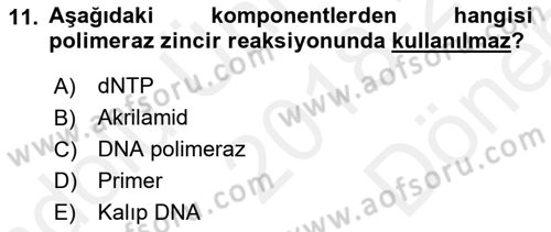 Veteriner Laboratuvar Teknikleri ve Prensipleri Dersi 2018 - 2019 Yılı (Final) Dönem Sonu Sınav Soruları 11. Soru