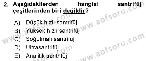 Veteriner Laboratuvar Teknikleri ve Prensipleri Dersi 2018 - 2019 Yılı (Final) Dönem Sonu Sınav Soruları 2. Soru