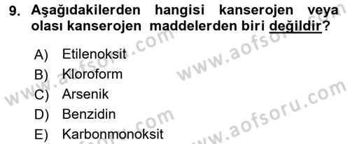 Veteriner Laboratuvar Teknikleri ve Prensipleri Dersi 2018 - 2019 Yılı (Final) Dönem Sonu Sınav Soruları 9. Soru