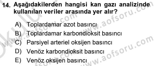 Veteriner Laboratuvar Teknikleri ve Prensipleri Dersi 2020 - 2021 Yılı Yaz Okulu Sınav Soruları 14. Soru