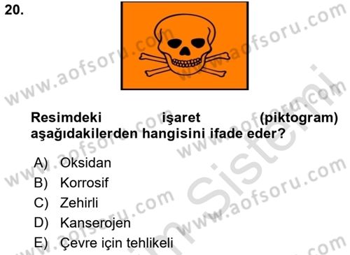 Veteriner Laboratuvar Teknikleri ve Prensipleri Dersi 2020 - 2021 Yılı Yaz Okulu Sınav Soruları 20. Soru