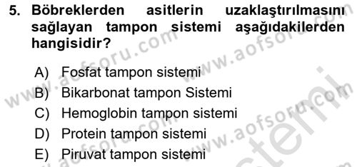 Veteriner Laboratuvar Teknikleri ve Prensipleri Dersi 2020 - 2021 Yılı Yaz Okulu Sınav Soruları 5. Soru