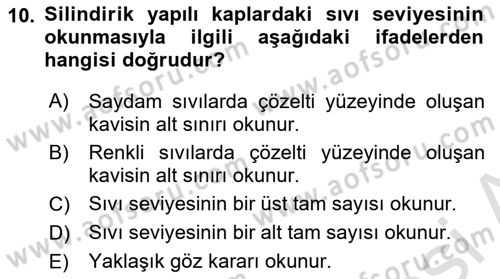 Veteriner Laboratuvar Teknikleri ve Prensipleri Dersi 2021 - 2022 Yılı (Vize) Ara Sınav Soruları 10. Soru