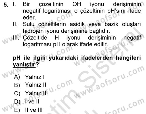 Veteriner Laboratuvar Teknikleri ve Prensipleri Dersi 2021 - 2022 Yılı (Vize) Ara Sınav Soruları 5. Soru